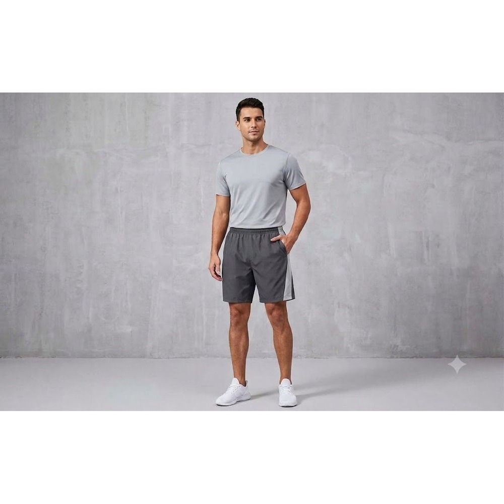 HMIYA Athletic Shorts Men XL Gray Zipper Pockets Mesh Panels Workout Gym